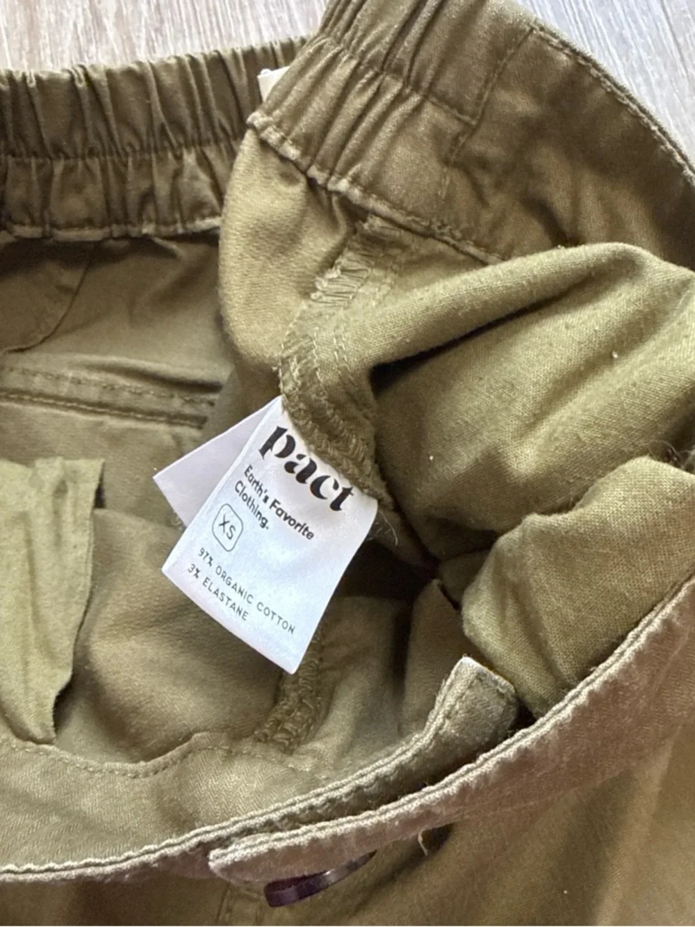Pact Organic Cotton Olive Green Chino Style French Work Surplus Pants Size XS - Picture 4 of 12